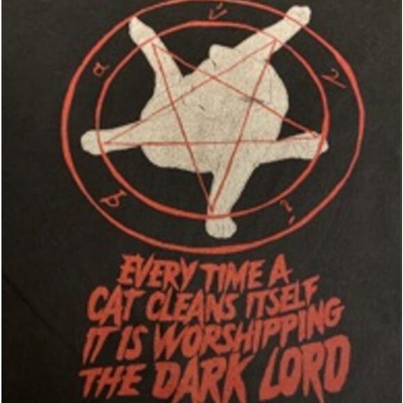 Goth Grunge Metal Graphic Tee Pentagram Dark Lord Quote Black Gildan 2XL - Picture 3 of 7